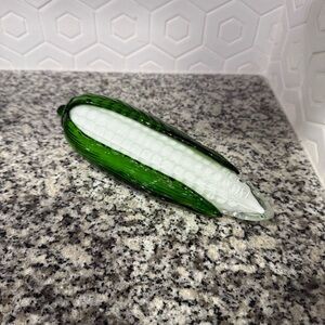 Vintage MCM Hand Blown Glass White Corn